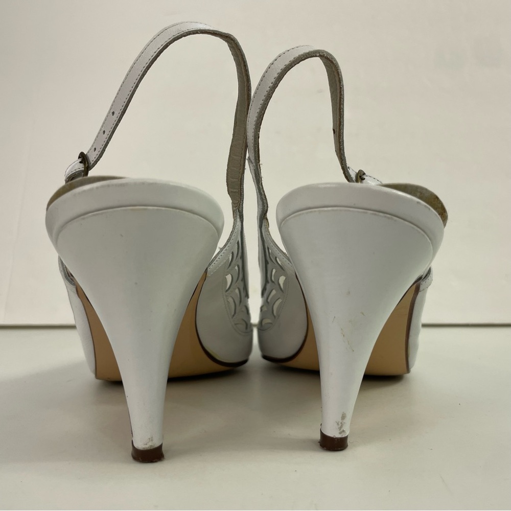 Vintage White‎ Slingback Point Toe Spiderweb Pumps Heels - Picture 8 of 16